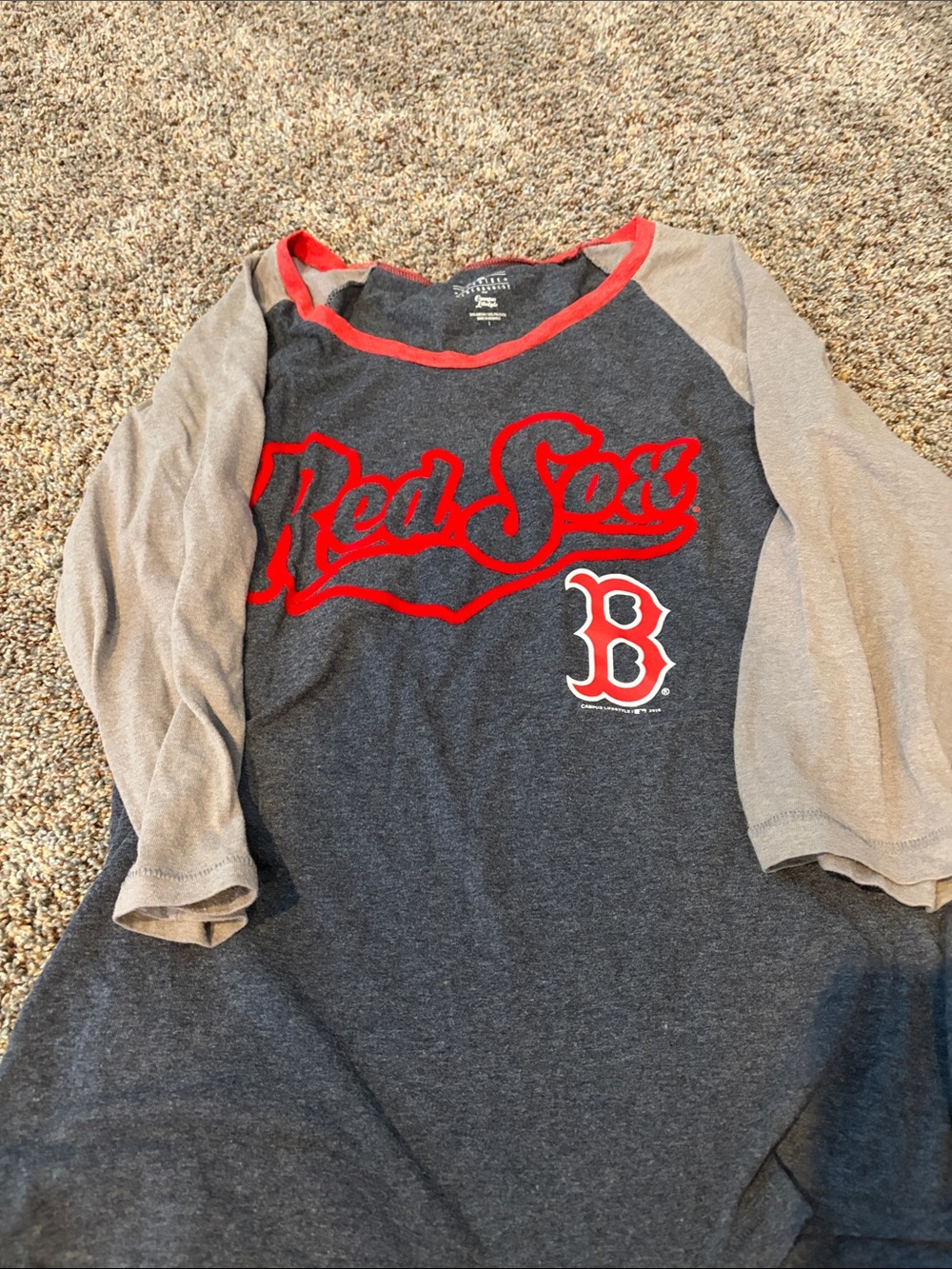 Boston Red Sox Women’s Raglan Tee - Gray with Red Accents